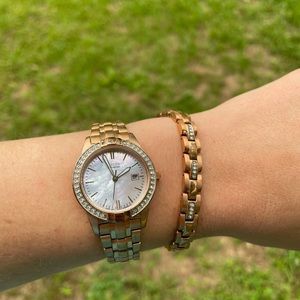 Citizen rose gold watch with diamond details